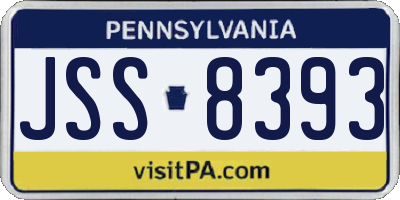 PA license plate JSS8393