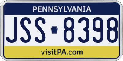 PA license plate JSS8398