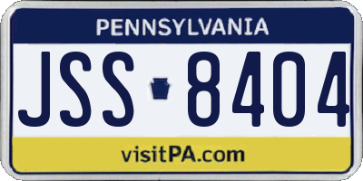 PA license plate JSS8404