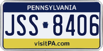 PA license plate JSS8406