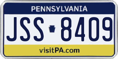 PA license plate JSS8409