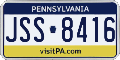 PA license plate JSS8416