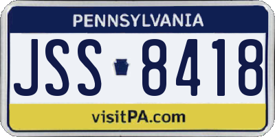 PA license plate JSS8418
