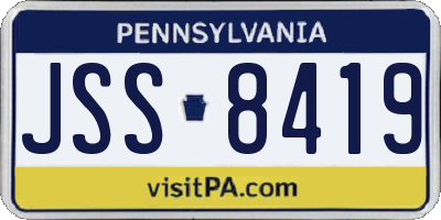 PA license plate JSS8419