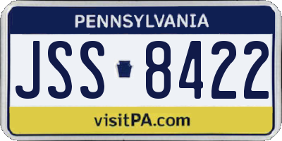 PA license plate JSS8422