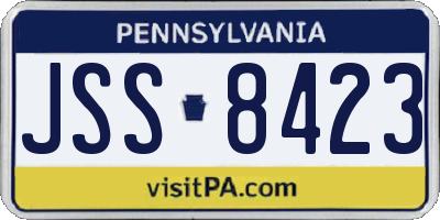 PA license plate JSS8423