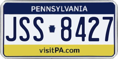 PA license plate JSS8427