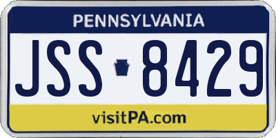 PA license plate JSS8429