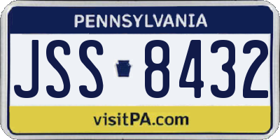 PA license plate JSS8432