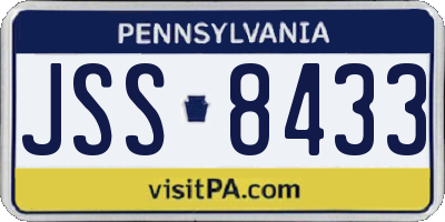 PA license plate JSS8433