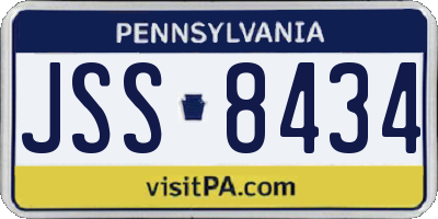 PA license plate JSS8434