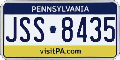 PA license plate JSS8435