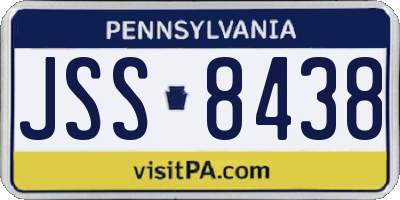 PA license plate JSS8438