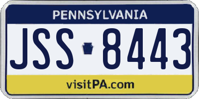 PA license plate JSS8443