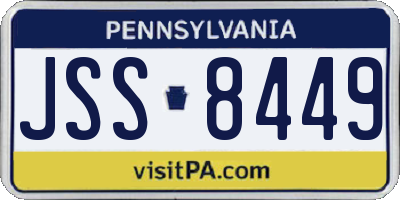 PA license plate JSS8449