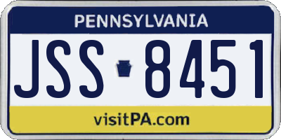 PA license plate JSS8451