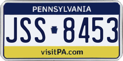 PA license plate JSS8453