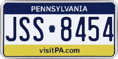 PA license plate JSS8454