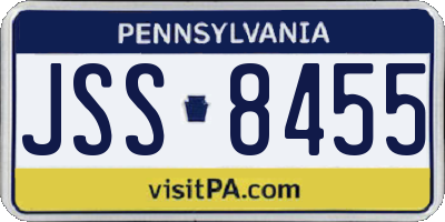 PA license plate JSS8455