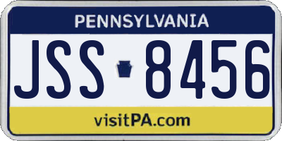 PA license plate JSS8456