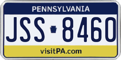 PA license plate JSS8460