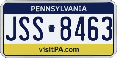 PA license plate JSS8463
