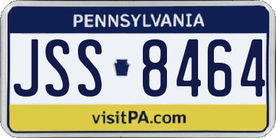 PA license plate JSS8464