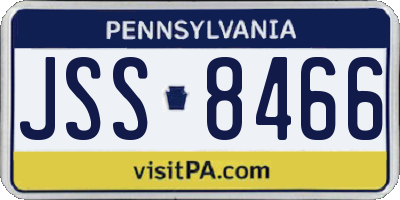 PA license plate JSS8466