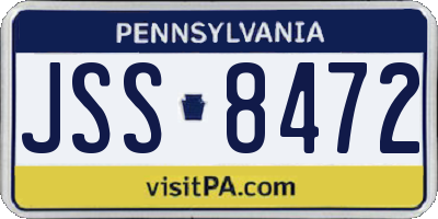 PA license plate JSS8472