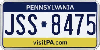 PA license plate JSS8475