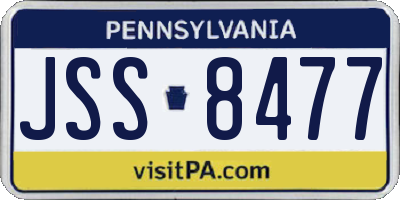 PA license plate JSS8477