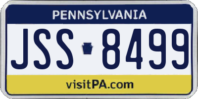 PA license plate JSS8499