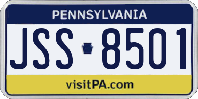 PA license plate JSS8501