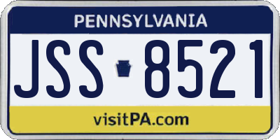 PA license plate JSS8521