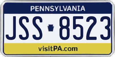 PA license plate JSS8523