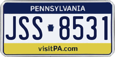 PA license plate JSS8531