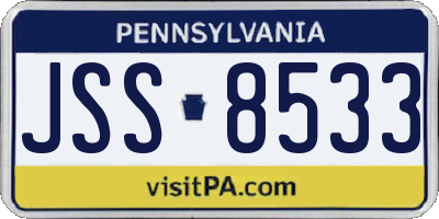 PA license plate JSS8533