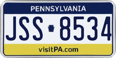 PA license plate JSS8534