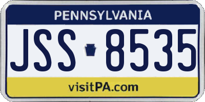 PA license plate JSS8535
