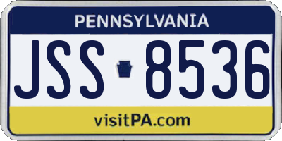 PA license plate JSS8536