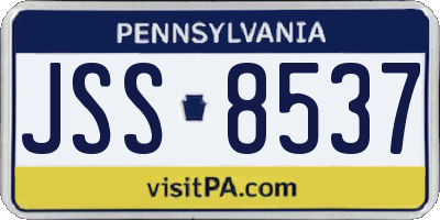 PA license plate JSS8537