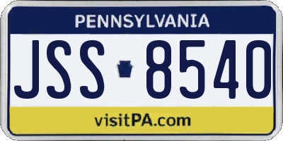 PA license plate JSS8540