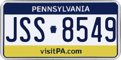 PA license plate JSS8549