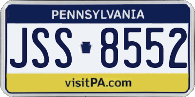 PA license plate JSS8552