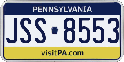 PA license plate JSS8553