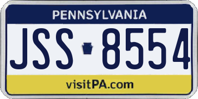 PA license plate JSS8554