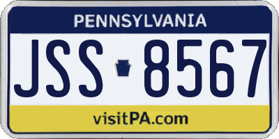 PA license plate JSS8567