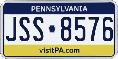PA license plate JSS8576