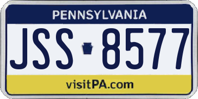 PA license plate JSS8577