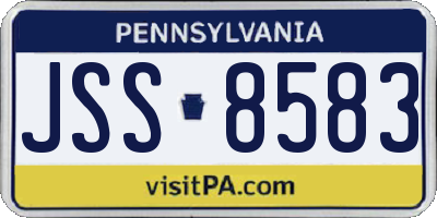 PA license plate JSS8583